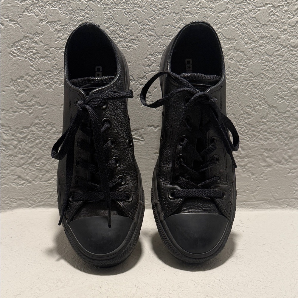 Black Leather Women’s Converse - Picture 2 of 5